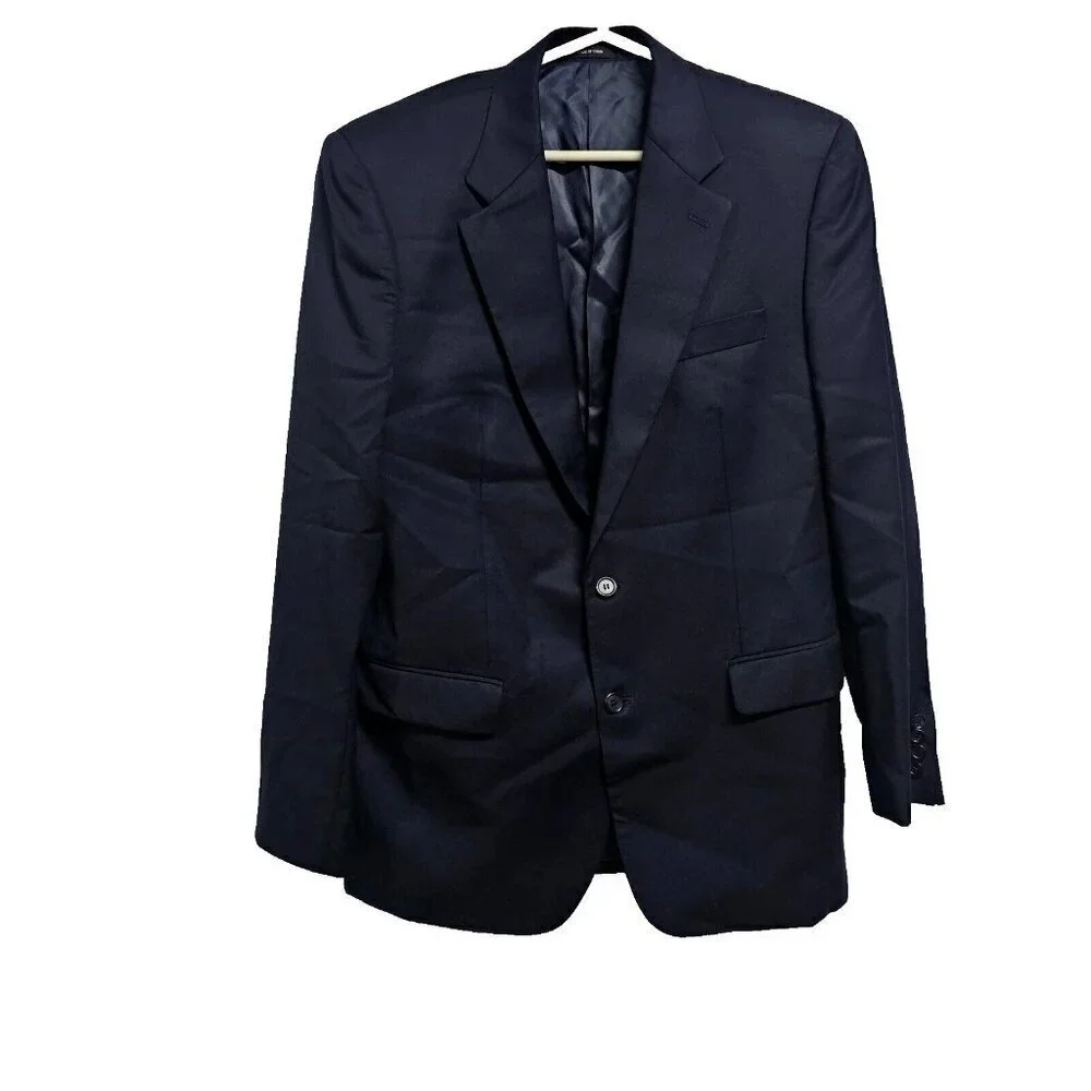 Lauren Ralph Lauren Coat Blazer Men Size 42 L Navy Blue Pure Woolmark 100% Wool